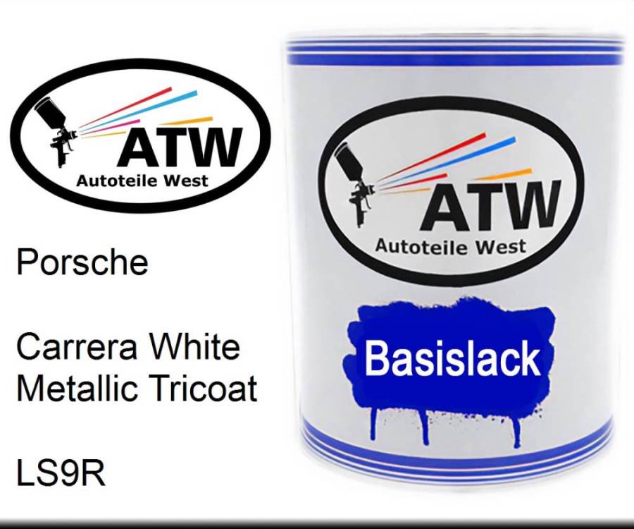 Porsche, Carrera White Metallic Tricoat, LS9R: 1L Lackdose, von ATW Autoteile West.